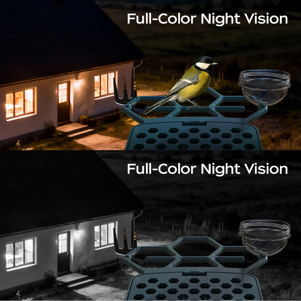 JOOAN 2K Solar Powered Smart Bird Feeder Camera Wireless Outdoor Bird Watching Color Night Vision Low Power Battery Camera