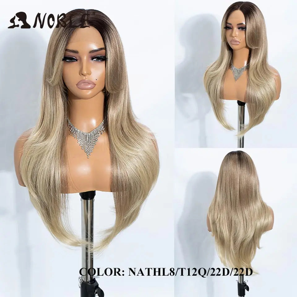 Noble Synthetic Lace Front Wig 26" Straight Ombre lace Wig  Cosplay White Wig Blonde Wigs For Women Lace Wig synthetic Lace Wig