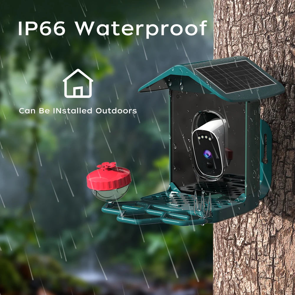 JOOAN 2K Solar Powered Smart Bird Feeder Camera Wireless Outdoor Bird Watching Color Night Vision Low Power Battery Camera