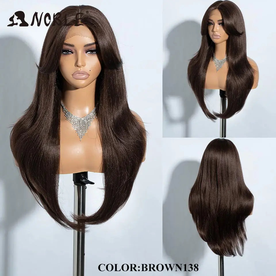 Noble Synthetic Lace Front Wig 26" Straight Ombre lace Wig  Cosplay White Wig Blonde Wigs For Women Lace Wig synthetic Lace Wig
