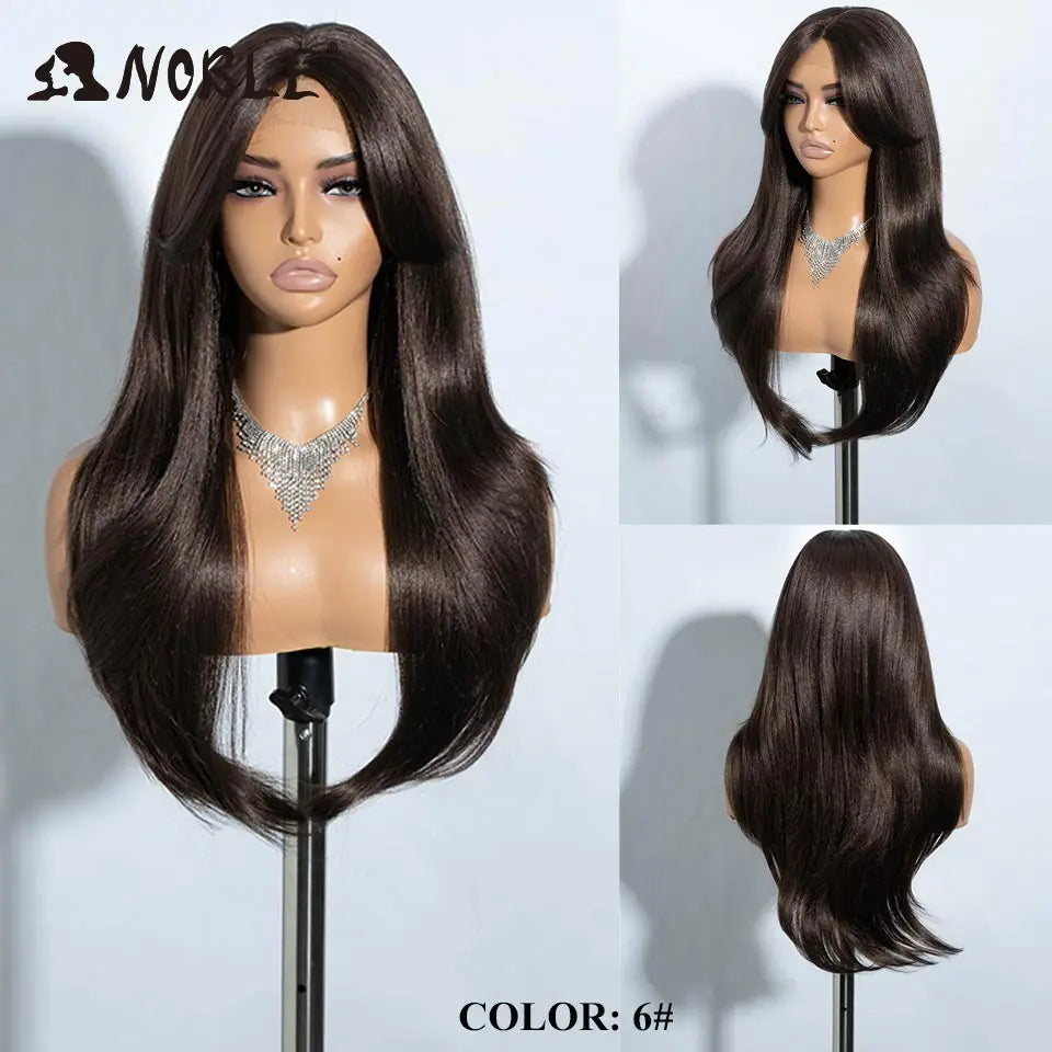 Noble Synthetic Lace Front Wig 26" Straight Ombre lace Wig  Cosplay White Wig Blonde Wigs For Women Lace Wig synthetic Lace Wig