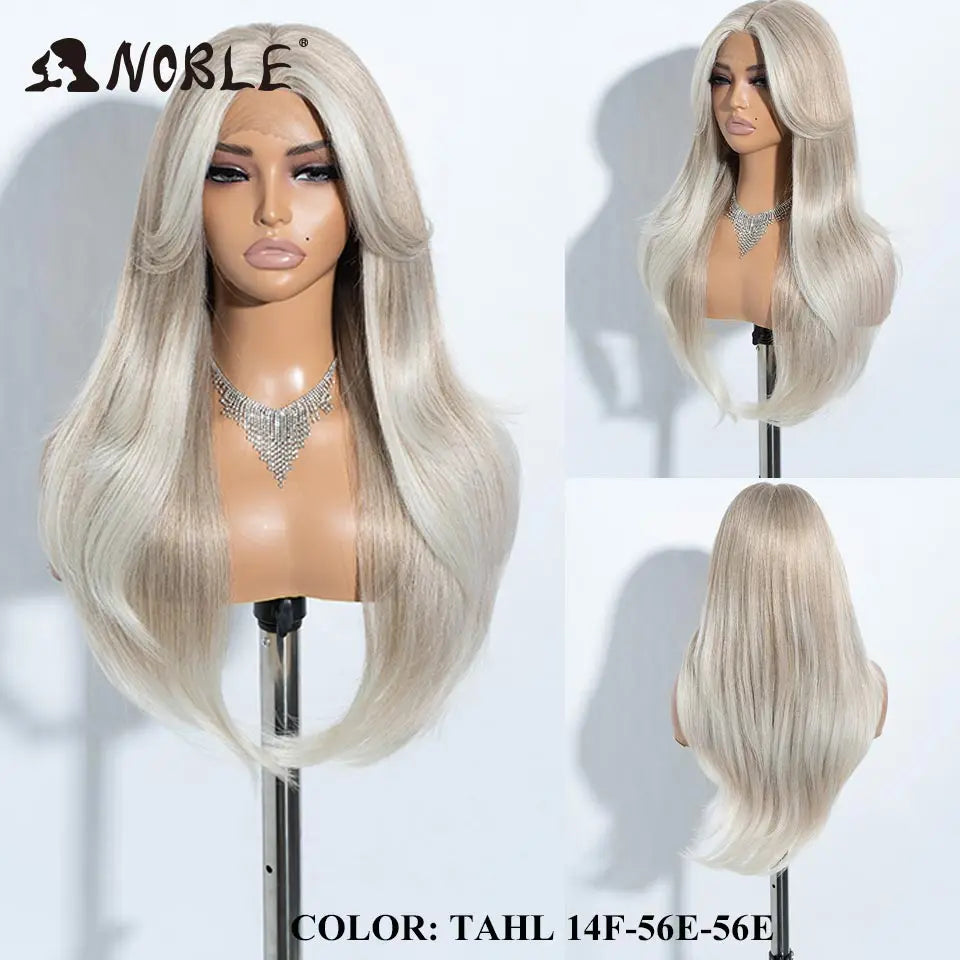 Noble Synthetic Lace Front Wig 26" Straight Ombre lace Wig  Cosplay White Wig Blonde Wigs For Women Lace Wig synthetic Lace Wig