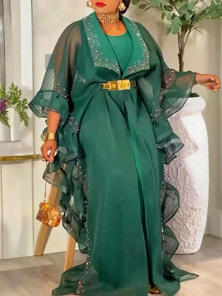 African dresses for woman Turkey dress Robe Africaine African clothing Musilm Boubou Africain femme 2026 New wears 2 piece set