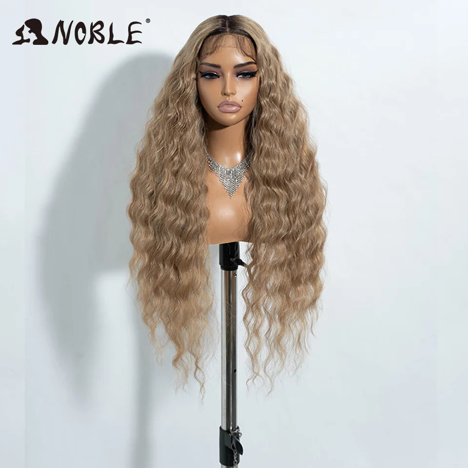 Noble Synthetic Lace Front Wig 30Inch Long Wavy Lace Wig Cosplay Ombre Blonde Wig Synthetic Lace Wig Wigs For Women Lace Wig