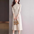 New Vintage Woolen Sweater Dress For Women Middle-long Pullover Fall Winter Clothes Woman Top Bottom Wear Pull Femme Knitwear