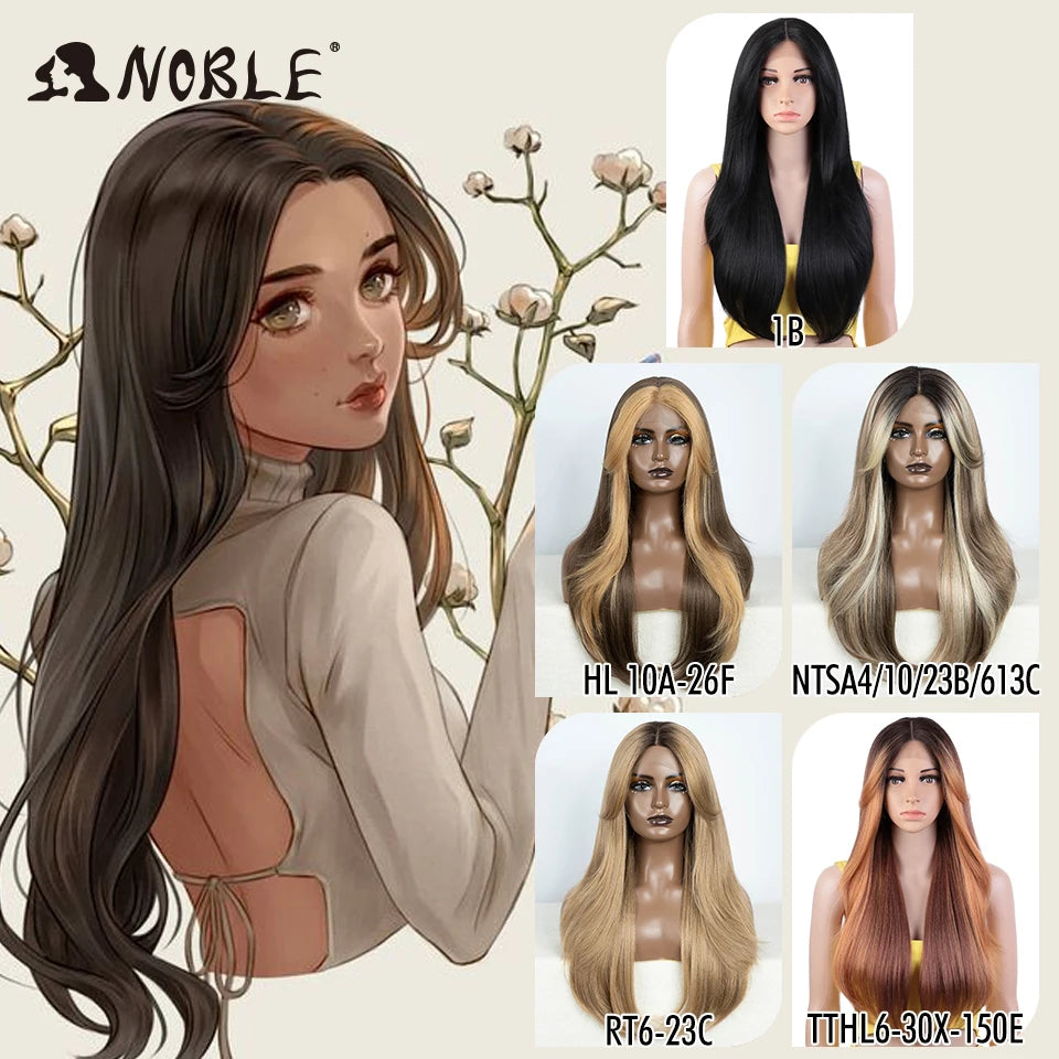 Noble Synthetic Lace Front Wig 26" Straight Ombre lace Wig  Cosplay White Wig Blonde Wigs For Women Lace Wig synthetic Lace Wig