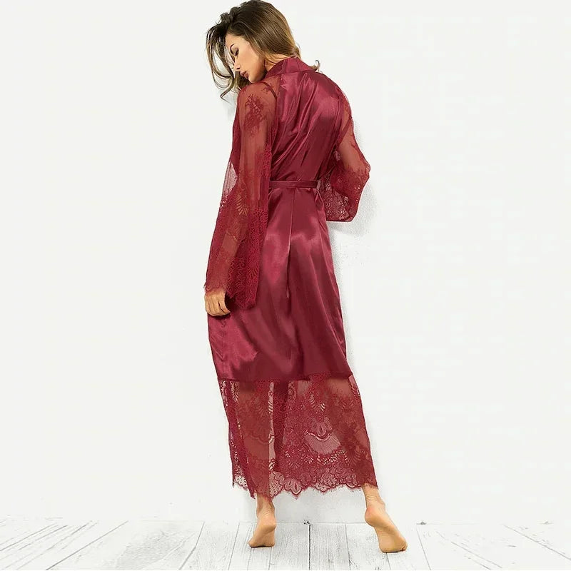 Bridesmaid Robes for Women's Sexy Lingerie Satin Kimono Sleep Long Dress Sleepwear Pajamas Bathrobe Nightgown