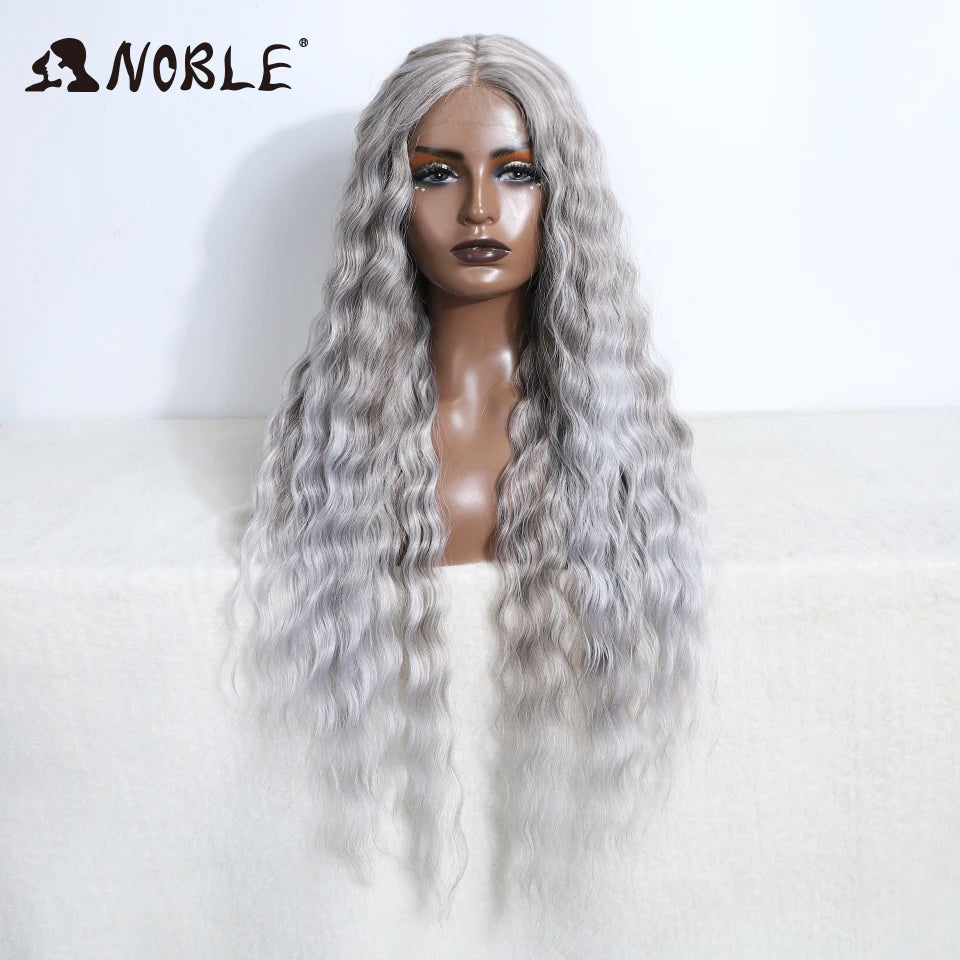 Noble Synthetic Lace Front Wig 30Inch Long Wavy Lace Wig Cosplay Ombre Blonde Wig Synthetic Lace Wig Wigs For Women Lace Wig