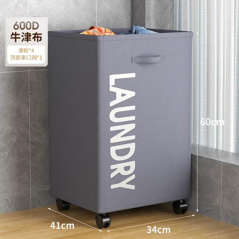 Foldable Laundry Hamper with Wheels Large Capacity Bathroom Dirty Clothes Basket Rolling Storage Cart Laundry Organizer Bin