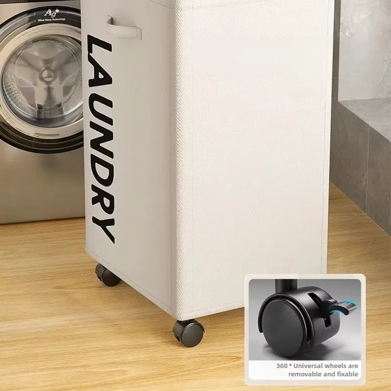 Foldable Laundry Hamper with Wheels Large Capacity Bathroom Dirty Clothes Basket Rolling Storage Cart Laundry Organizer Bin