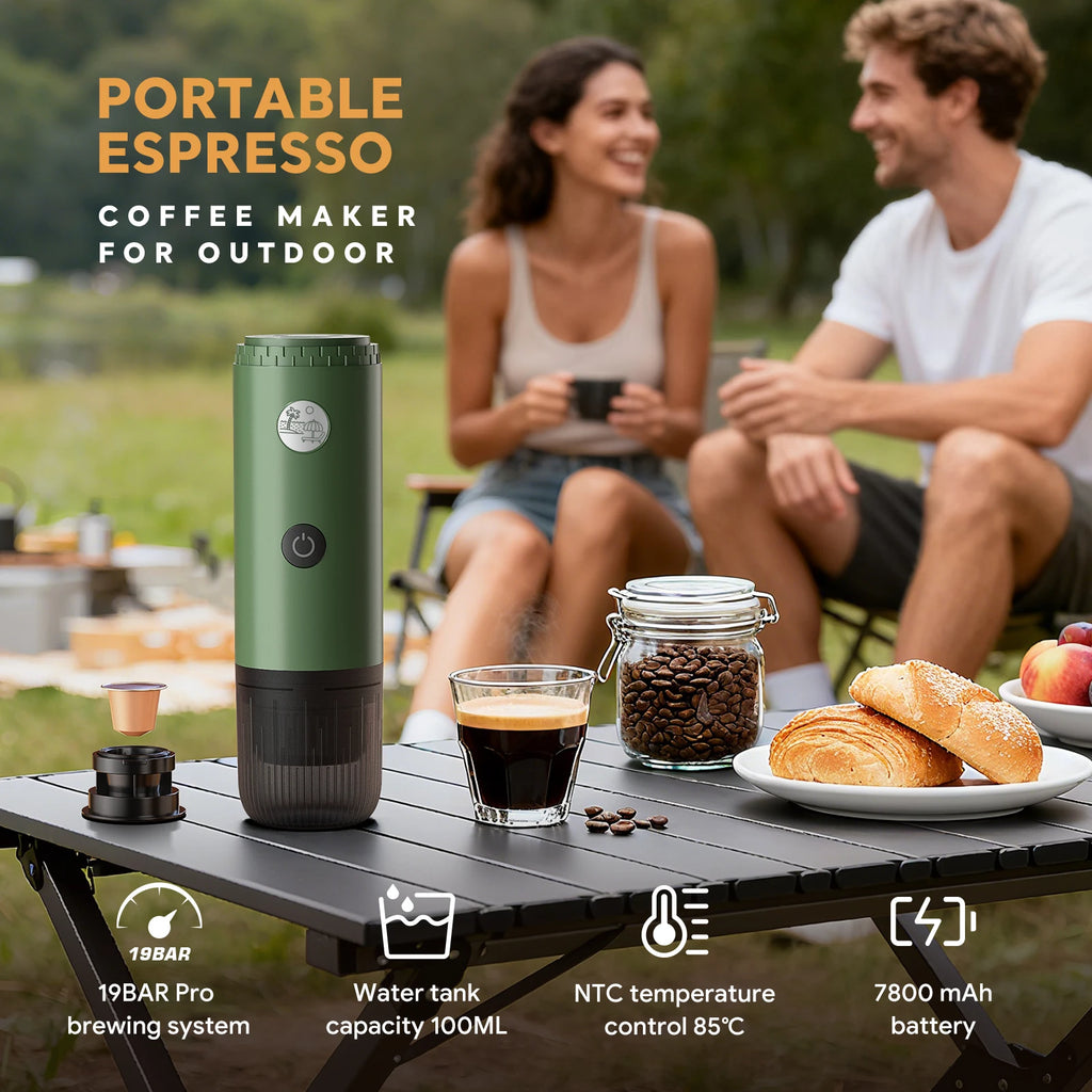 Portable 3-in-1 Espresso Machine, 200s Electric Heating, 30s Extraction, Makes 3-5 Cups, Travel Suitable