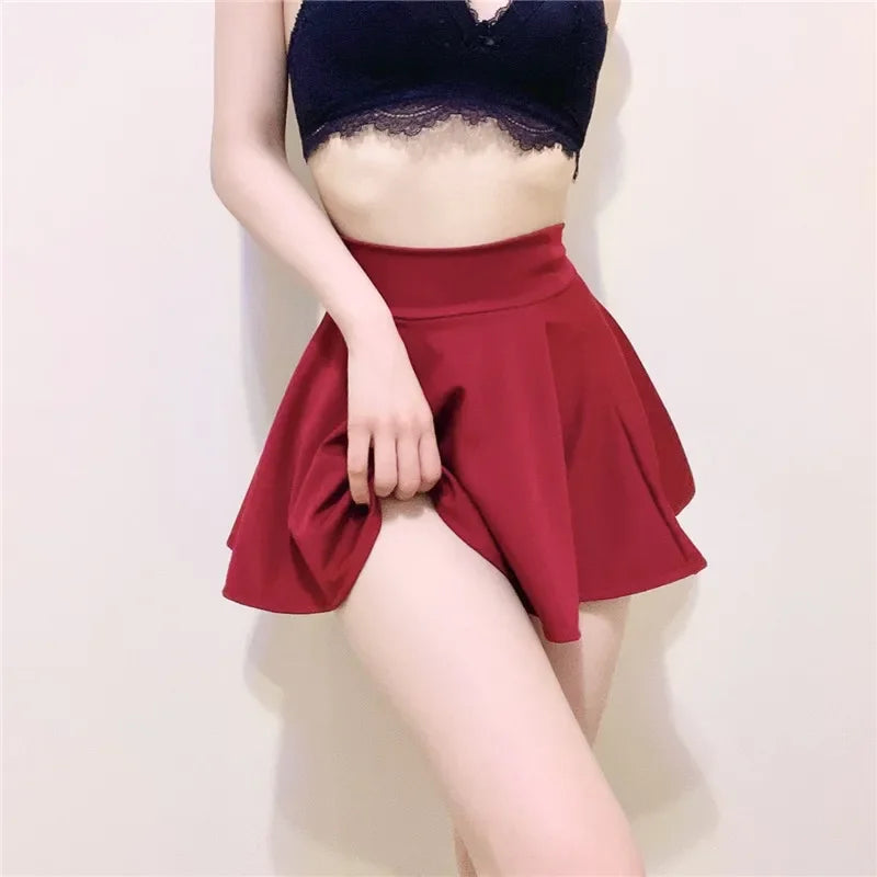 Bodycon High Wiast Wrap Pleated Skirt Sexy Dress  A-line Long Night Club Party Wear Casual Mini Skirts for Woman Black White