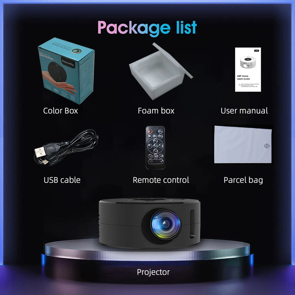 Mini circular projector YT200. High definition projector. Pocket projectors are convenient to carry.
