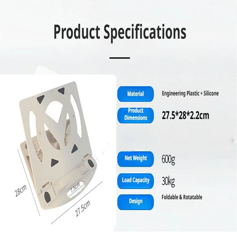 Collapsible and Adjustable Laptop Stand, Portable Ergonomic Laptop 360-Degree Rotating Object-holding Elevation Stand