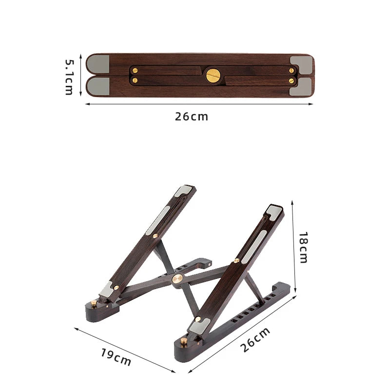 Portable Laptop Stand Wood Laptop Holder Riser Computer Tablet Stand 8 Angles Adjustable Foldable Desktop Cooling Base Holder