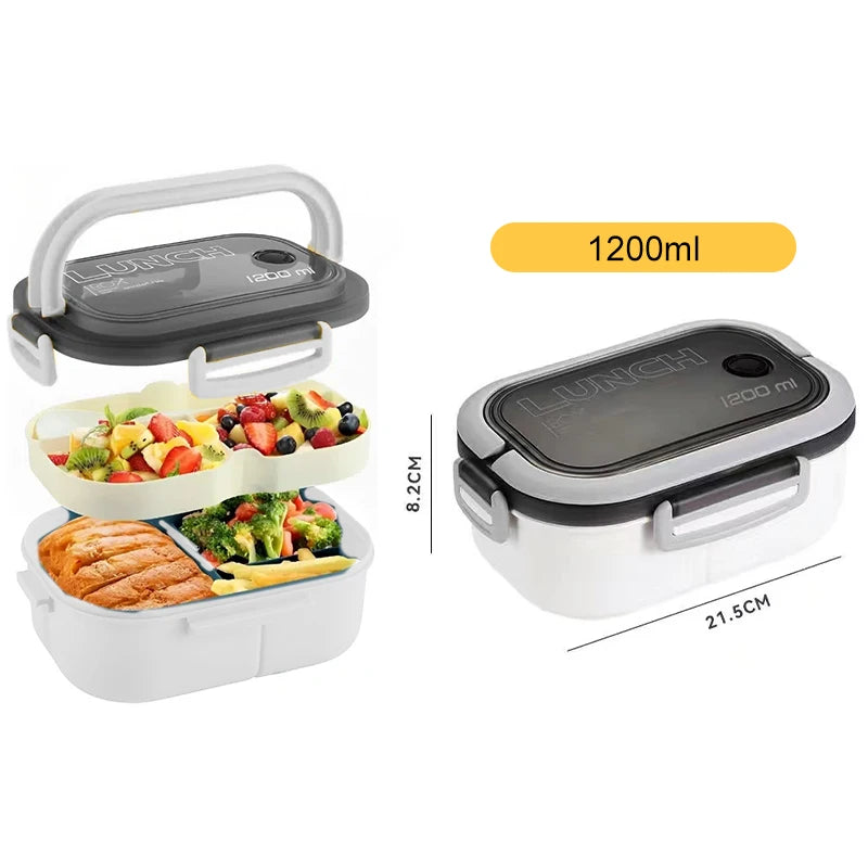 Double-layer Lunch Box Student Office Worker Bento Box Outdoor Picnic Fruit Food Container Light Salad Reducing Meal Lunch Bags