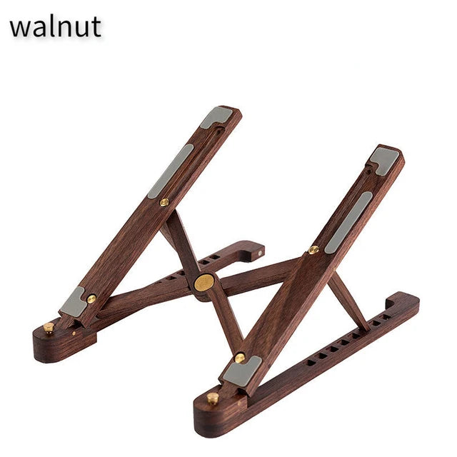 Portable Laptop Stand Wood Laptop Holder Riser Computer Tablet Stand 8 Angles Adjustable Foldable Desktop Cooling Base Holder