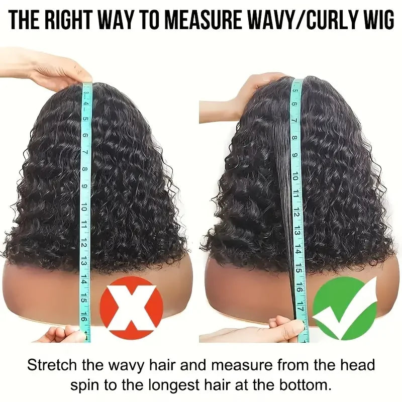 Short Bob Glueless Wigs Deep Wave Glueless Human Hair Ready To Wear 180% Pre Cut Lace 4x4 13x4 Culry Lace Front Human Hair Black