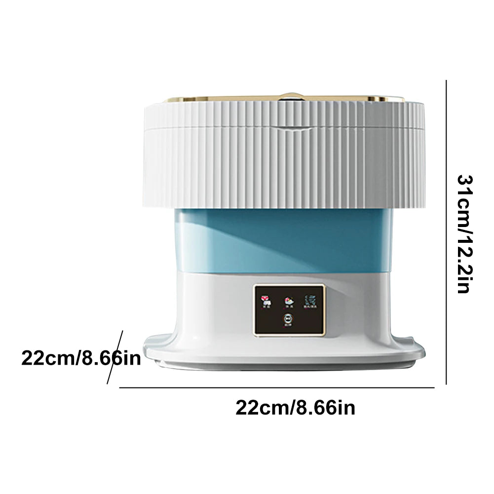 Foldable Camping Washing Machine 11.5L Portable Small Mobile Washing Machine with Spin Dryer for Socks Underwear Baby Clothes