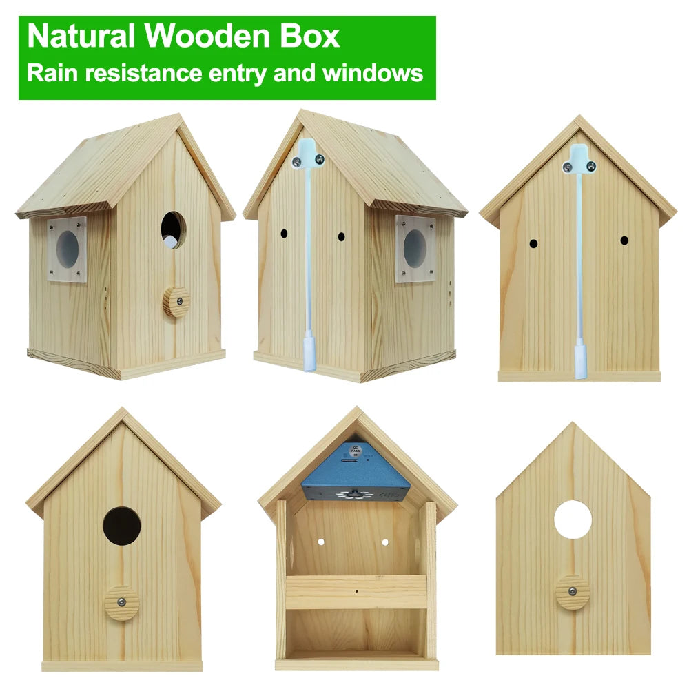 Smart Tuya Bird House 4MP HD WiFi Camera Wireless Birdbox with Night Vision Video Recording SD Card Playback Real Time DIY Gift
