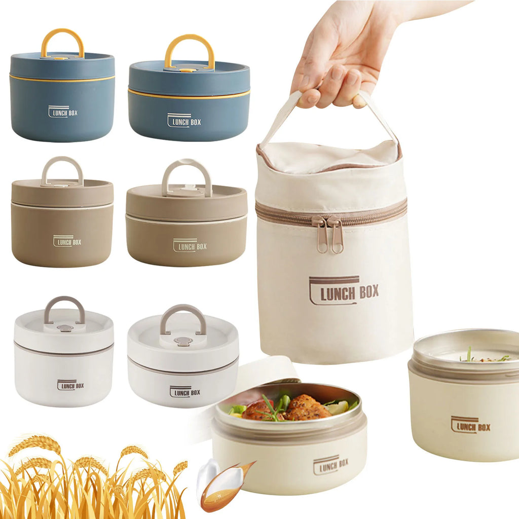 Thermal Lunch Box Bento Box Portable Insulated Lunch Container Stackable Leakproof Stainless Steel Food Container