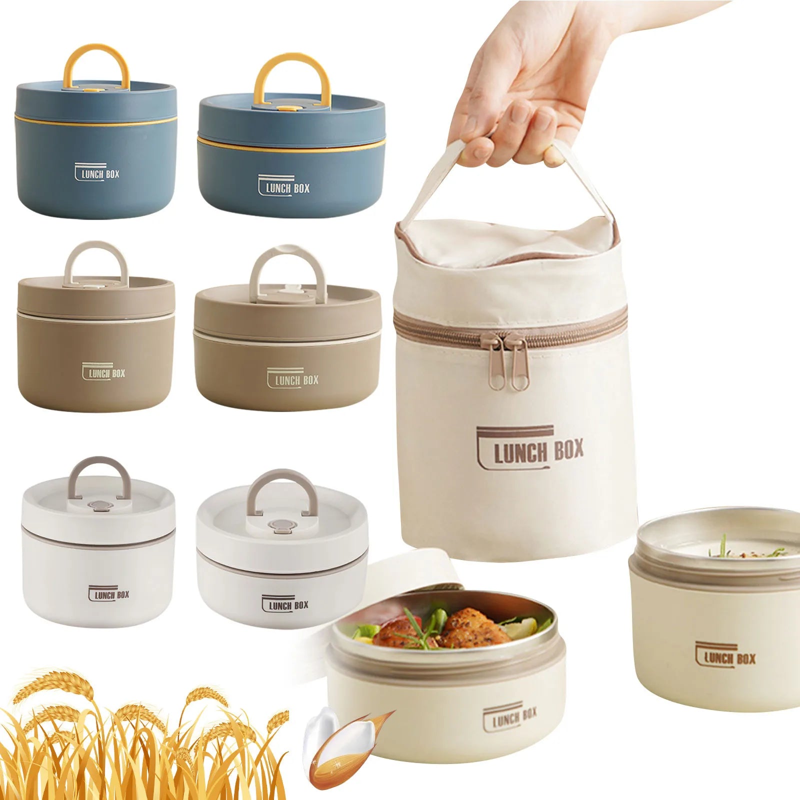 Thermal Lunch Box Bento Box Portable Insulated Lunch Container Stackable Leakproof Stainless Steel Food Container