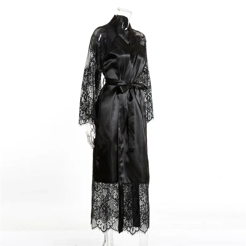 Bridesmaid Robes for Women's Sexy Lingerie Satin Kimono Sleep Long Dress Sleepwear Pajamas Bathrobe Nightgown