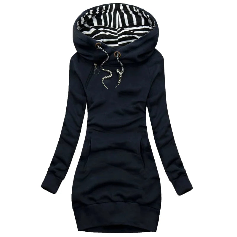 Women Sweater Dress Long Sleeve Hoodie Dress Autumn Winter Casual Slim Sweater Hoodies Dress