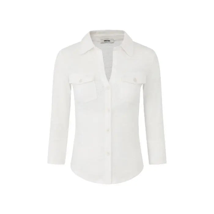 POLO Neck Long-sleeved Shirt for Women in Autumn New Waist-hugging Slim American Sweet and Spicy Top