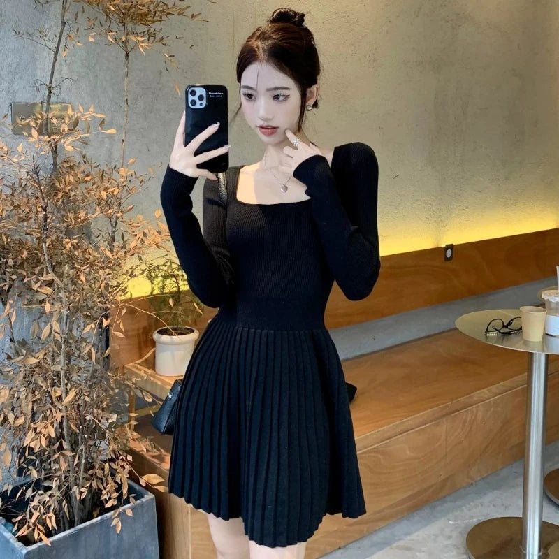 Bodycon Woman Knitted Dress New In Casual Retro Deals Korean Harajuku Comfortable Essential Pleated Crochet Dresses For Women