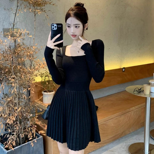 Bodycon Woman Knitted Dress New In Casual Retro Deals Korean Harajuku Comfortable Essential Pleated Crochet Dresses For Women