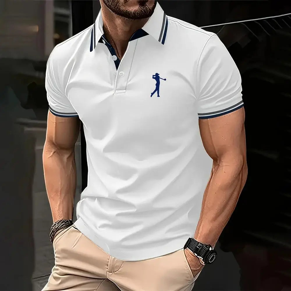 New men's Polo Shirt In Solid color, Classic men's Polo shirt, short-sleeved, high-quality Casual Business Polo shirt, Social Me