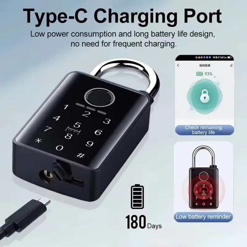 Tuya Smart Door Lock Fingerprint Padlock Password APP Card Key Unlock 7mm 10mm Smart Padlock Waterproof Electronic Lock