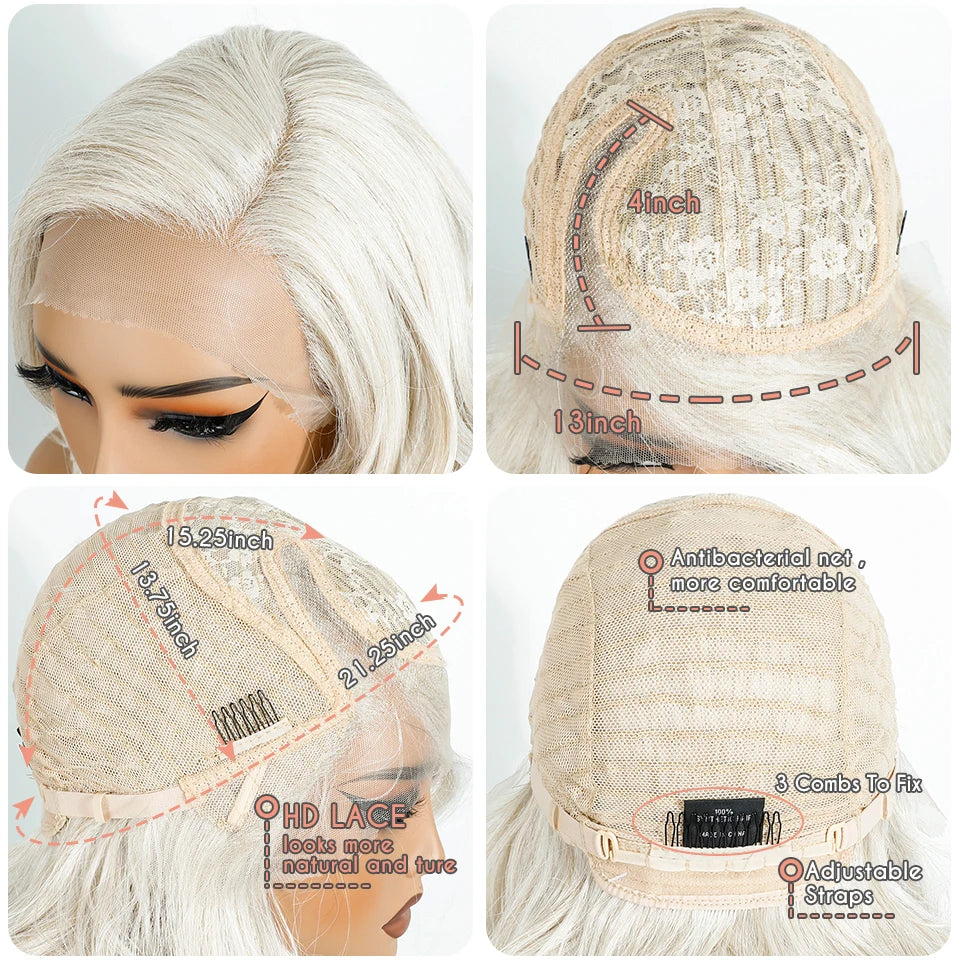 Noble Synthetic Lace Front Wig Wavy Lace Wig Ombre Lace Front Wig Cosplay Wig White Wigs For Women Lace Wig synthetic Lace Wig