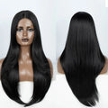 Synthetic Lace Front Wig 28" Straight Ombre Chocolate Brown lace Wig Cosplay part Wig  For Women Lace Wig synthetic Lace Wig