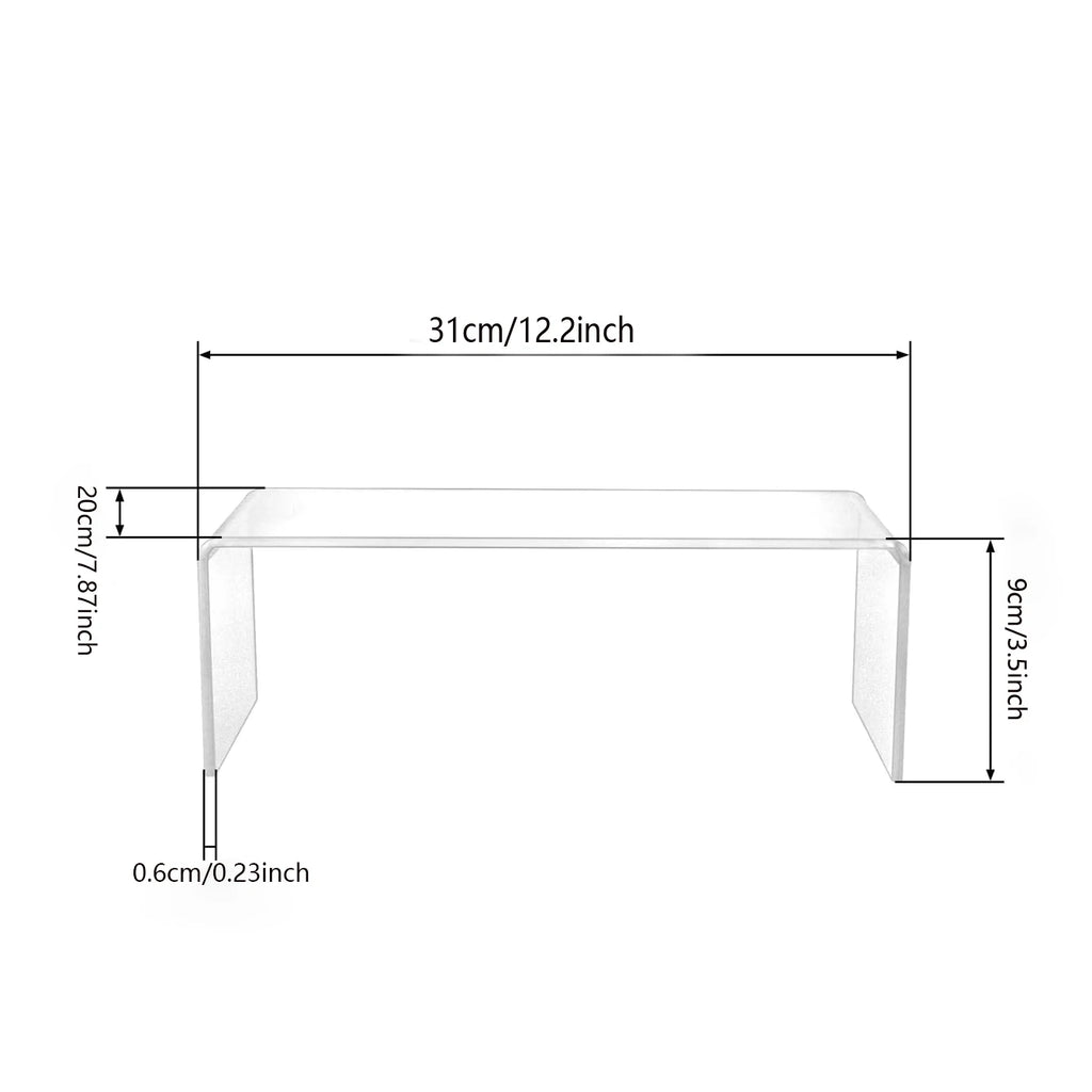 Acrylic monitor stand, laptop lift - transparent PC stand with sturdy platform, suitable for home office, keyboard and mouse sto