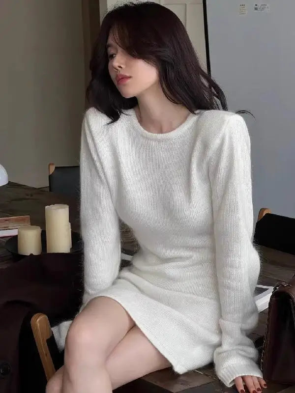 Knitted Sweater Dress for Women, Autumn and Winter, Slim Fit, To Be Worn As An Inner Layer with A Coat, Short Skirt Dress