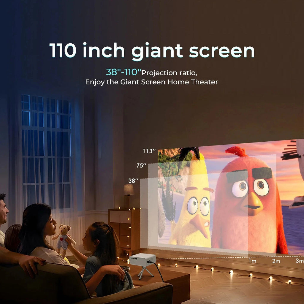 1080P Mini Portable Projector with WiFi Bluetooth HDMI USB Pocket Video Projector for Home Bedroom Outdoor Theater Use