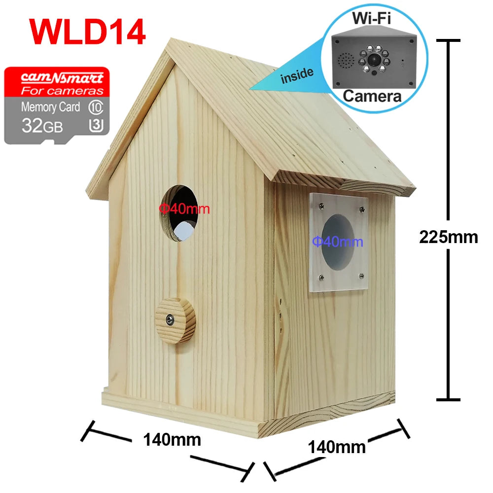 Smart Tuya Bird House 4MP HD WiFi Camera Wireless Birdbox with Night Vision Video Recording SD Card Playback Real Time DIY Gift