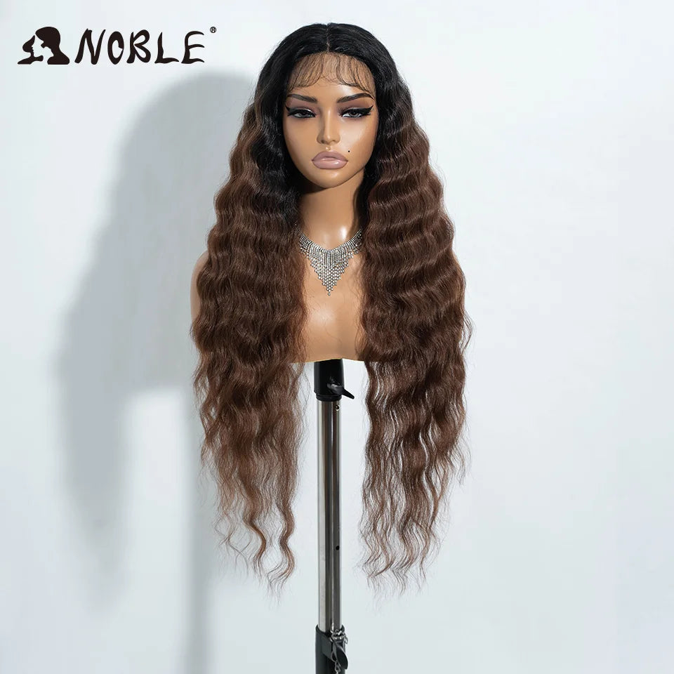 Noble Synthetic Lace Front Wig 30Inch Long Wavy Lace Wig Cosplay Ombre Blonde Wig Synthetic Lace Wig Wigs For Women Lace Wig
