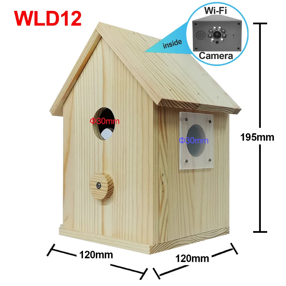 Smart Tuya Bird House 4MP HD WiFi Camera Wireless Birdbox with Night Vision Video Recording SD Card Playback Real Time DIY Gift