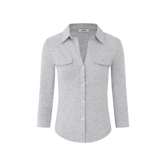 POLO Neck Long-sleeved Shirt for Women in Autumn New Waist-hugging Slim American Sweet and Spicy Top