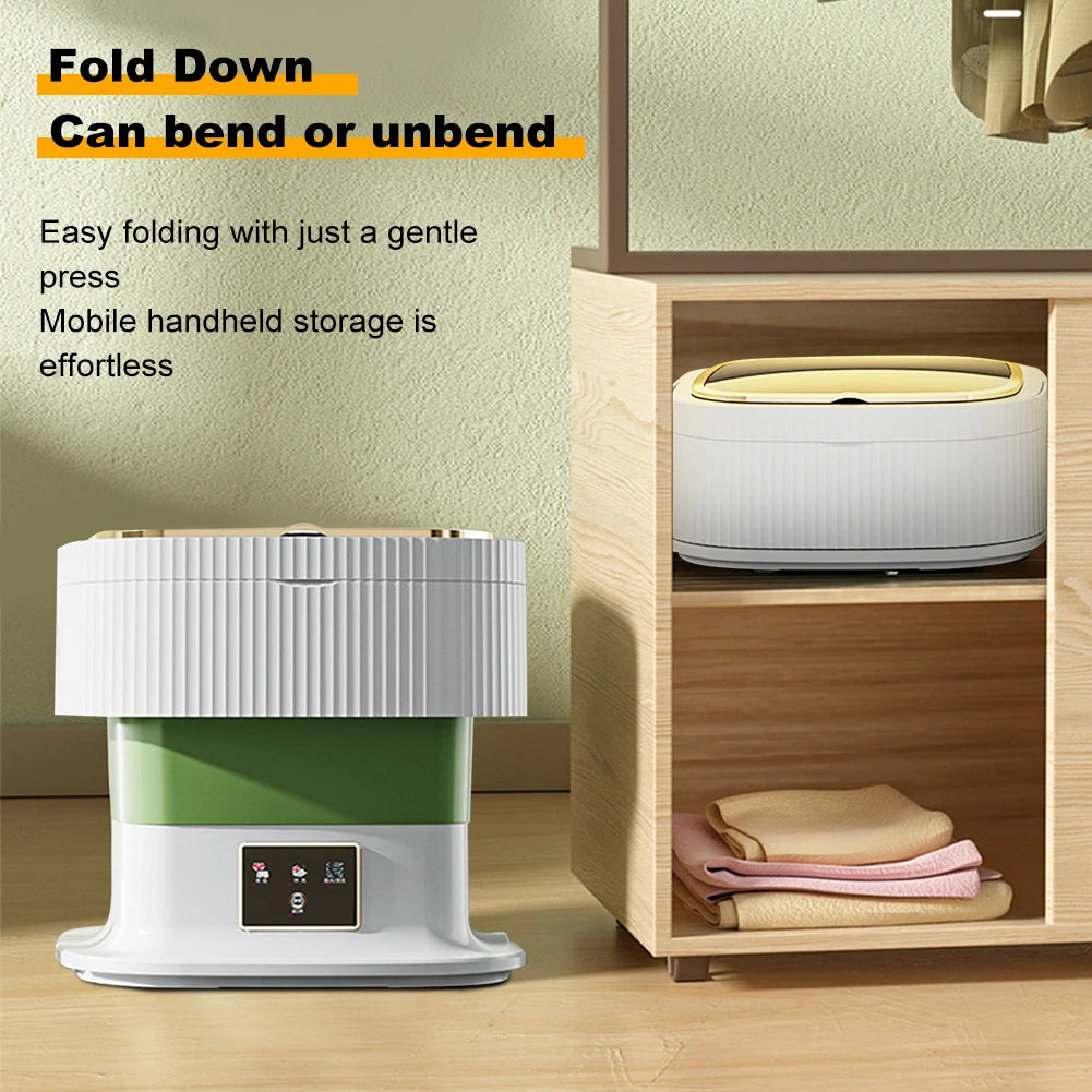 Foldable Camping Washing Machine 11.5L Portable Small Mobile Washing Machine with Spin Dryer for Socks Underwear Baby Clothes