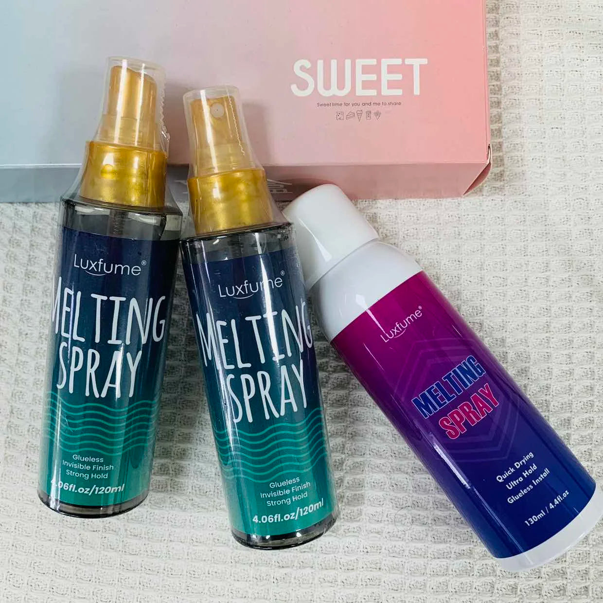 Lace wig installation kit/set Front lace wig glue Melting Spray for lace wig melting spray and lace glue got 2b melting spray