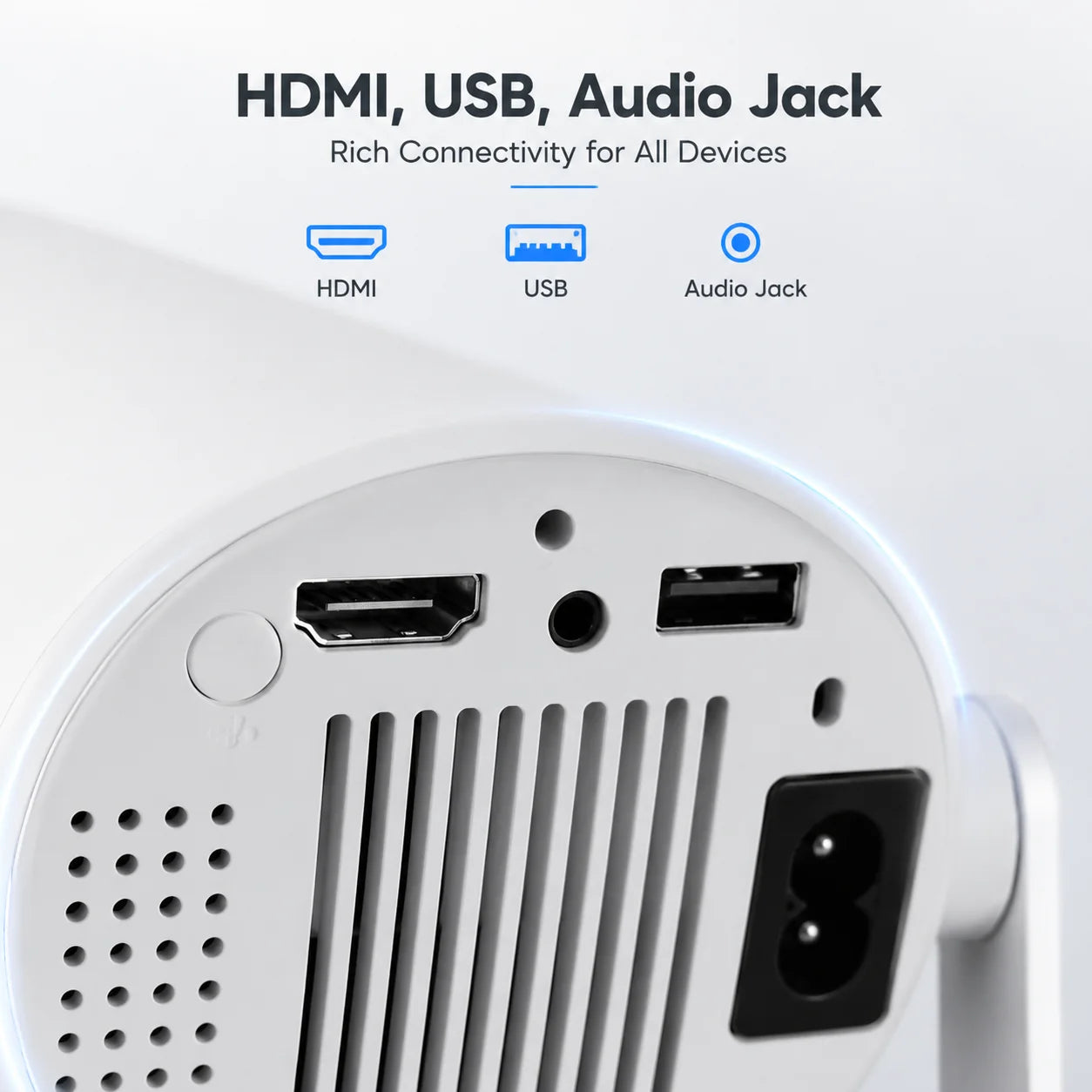Mini Projector Android TV 11 WiFi 6 Bluetooth 5.2 720P Native 4K Supported 180 Rotation Portable Home Theater
