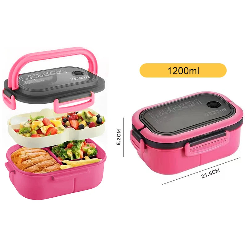 Double-layer Lunch Box Student Office Worker Bento Box Outdoor Picnic Fruit Food Container Light Salad Reducing Meal Lunch Bags