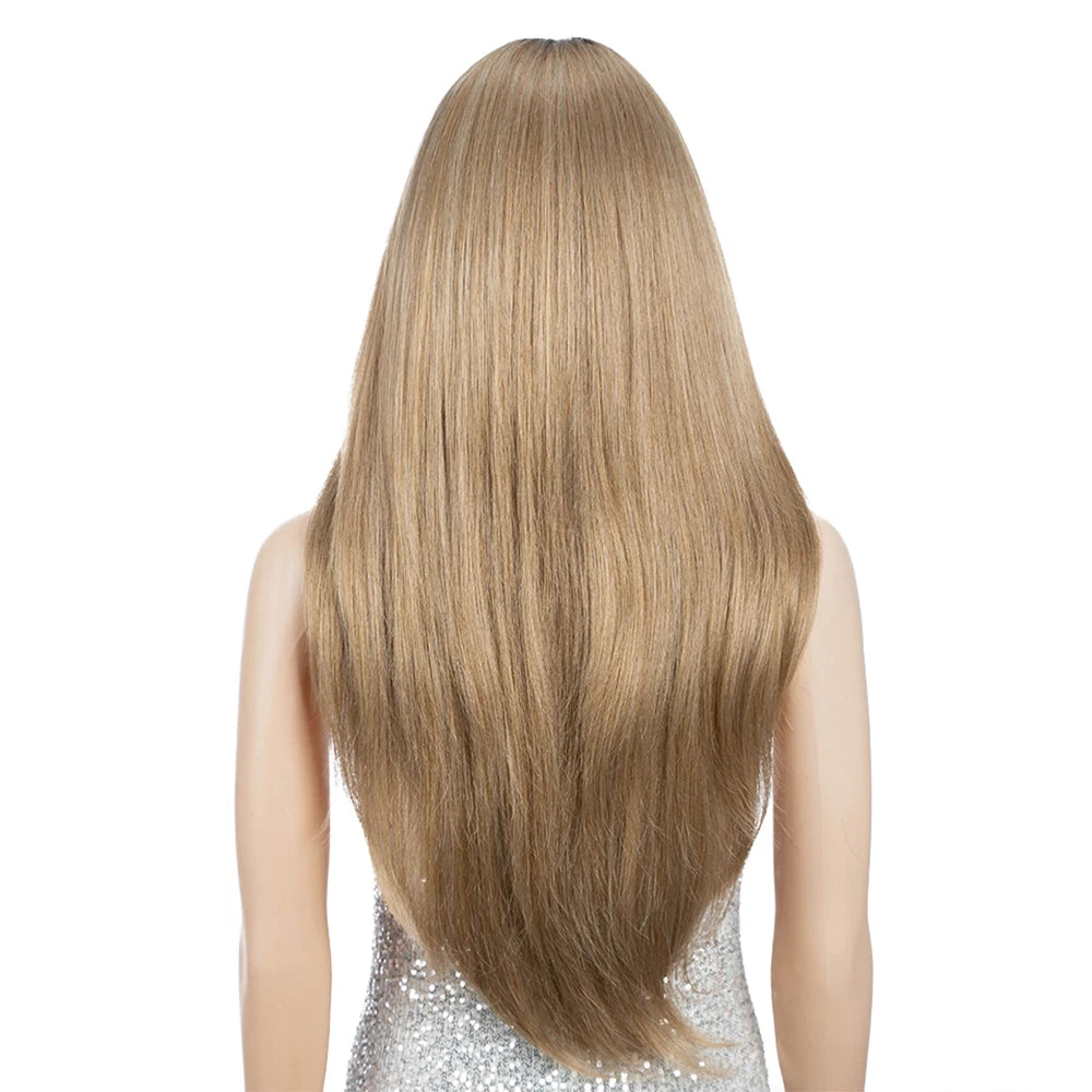Synthetic Lace Front Wig 26" Straight layered Ombre lace Wig Cosplay part Wig Blonde Wigs For Women Lace Wig synthetic Lace Wig