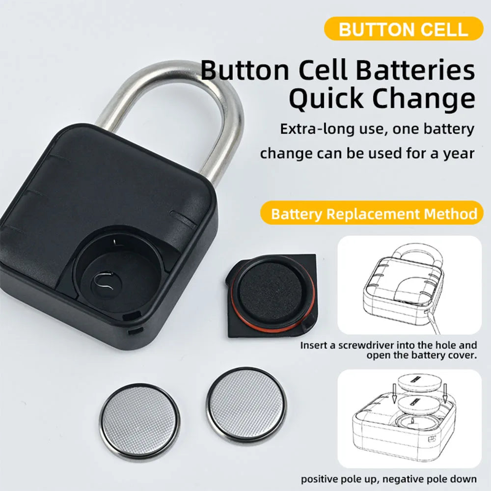 Smart Pad Lock Fingerprint Padlock Cabinet Lock Dormitory Anti-Theft Lock USB Rechargeable Security Keyless Lock Smart Padlock