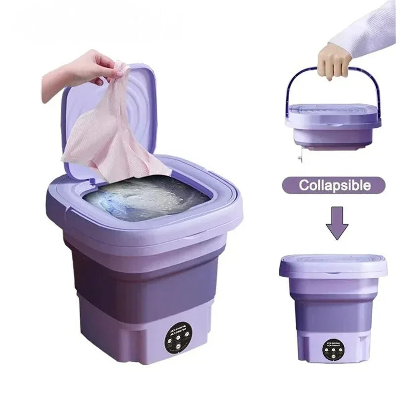 8L Portable Foldable Washing Machine Mini Laundry Washer Spin Dryer for Socks Underwear Panties Home Use