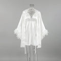 Wedding Bride Robe Morning Gown Elegant Feather Female Kimono Bathrobe Gown Sexy Rayon Summer New Sleepwear Nightwear Lingerie